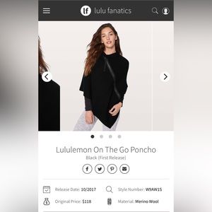 Lululemon On The Go Poncho Size: One Size (Black)